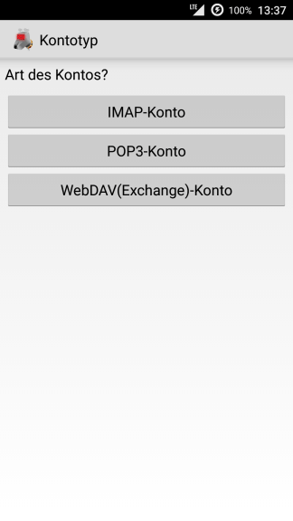 Android K-9 Mail Kontotyp