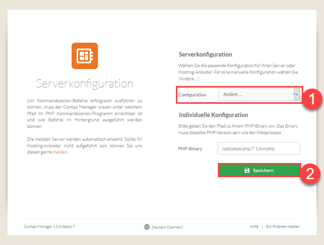 Contao Hostinganbieter konfigurieren