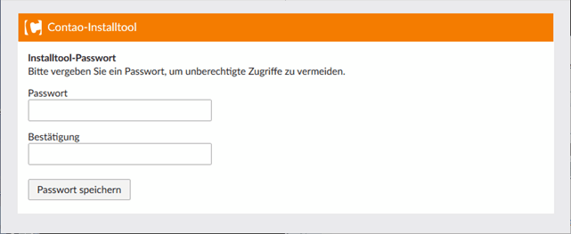 Contao Installationstool Passwort vergeben