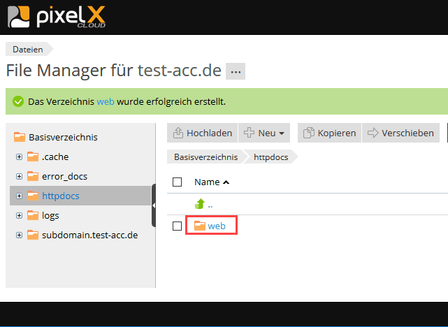 Plesk Filemanager - Ordner wechseln