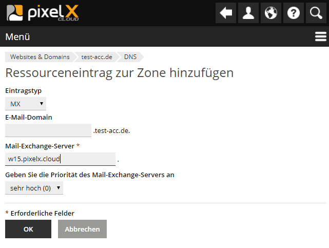 Plesk DNS-Record MX für Mailversand neu anlegen