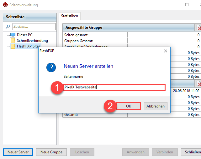 FlashFXP - Seitenname angeben