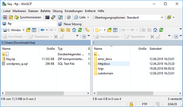 WinSCP - Passworteingabe