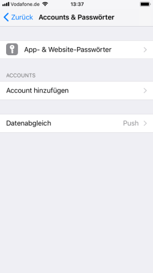 iPhone iOS 11 - Accounts & Passwörter