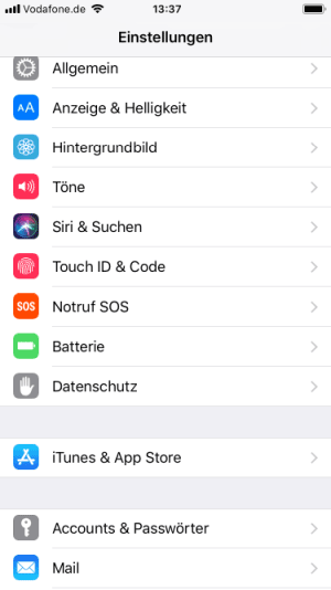 iPhone iOS 11 - Einstellungen