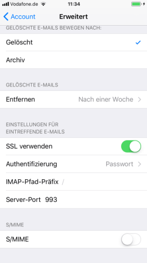 iPhone iOS 11 - Erweiterte Einstellungen