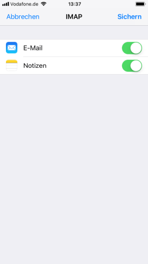 iPhone iOS 11 - Mail und Notizen synchronisieren