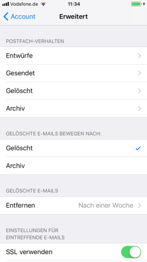 iPhone iOS 11 - Postfachverhalten