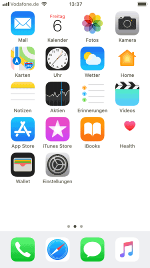 iPhone iOS 11 - Startbildschirm