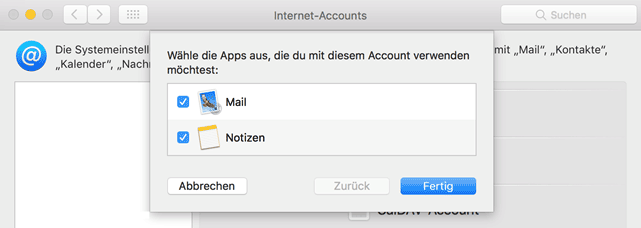 macOS Mail Mail App Auswahl