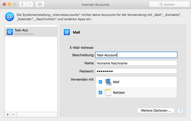 macOS Mail Mail Einrichtung abgeschlossen