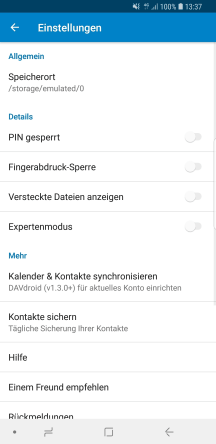 Android Nextcloud Client Menü