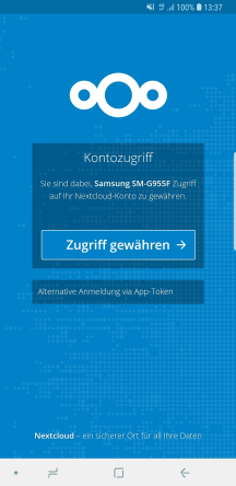 Android Nextcloud Client Kontozugriff