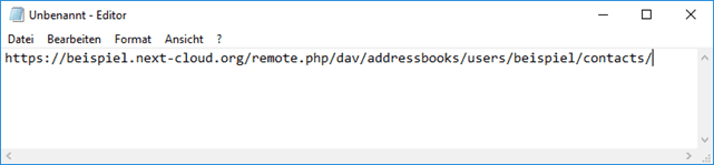 Nextcloud Kontakte CardDAV Adresse anzeigen