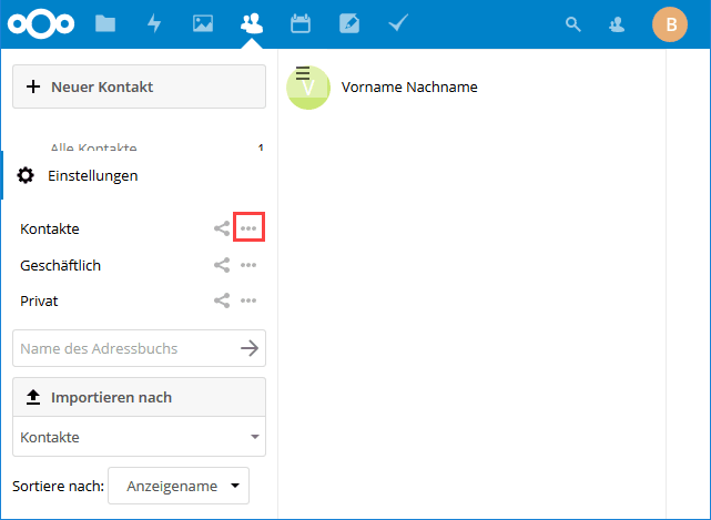 Nextcloud Kontakte Einstellungen