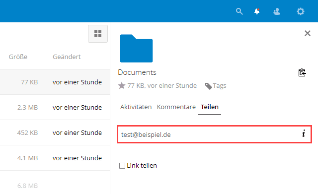 Nextcloud Dateien per E-Mail teilen