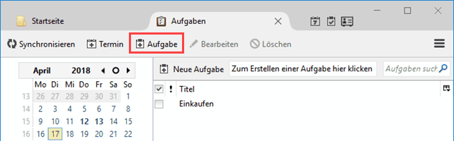 Thunderbird CalDAV Aufgabe anlegen