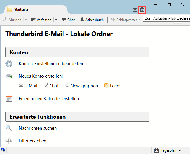 Thunderbird Aufgaben öffnen