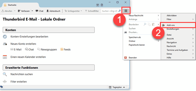 Thunderbird Add-ons öffnen