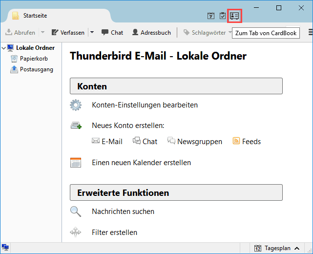 Thunderbird Cardbook öffnen