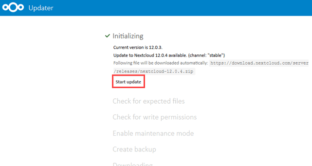 Nextcloud Start Update