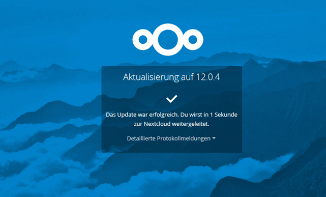 Nextcloud Update erfolgreich abgeschlossen