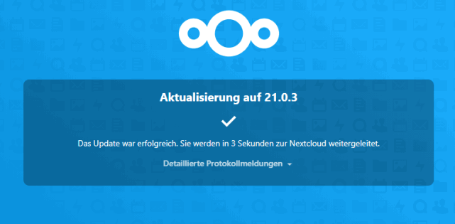 Nextcloud Update erfolgreich abgeschlossen