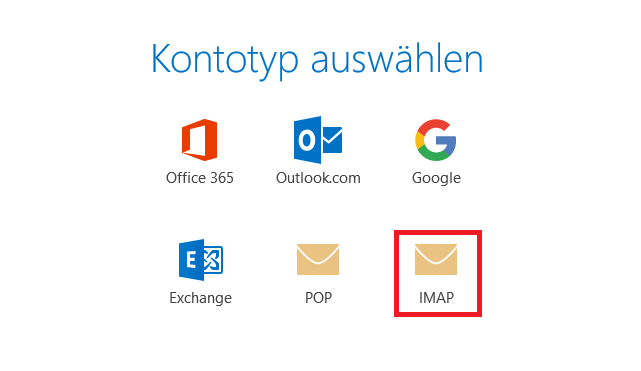 Outlook 2016 Kontotyp-Auswahl IMAP