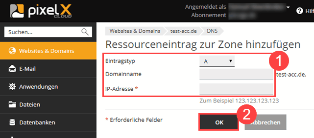 DNS Zoneneintrag im Plesk Onyx hinzufügen