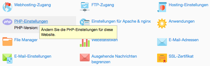 Plesk PHP-Einstellungen