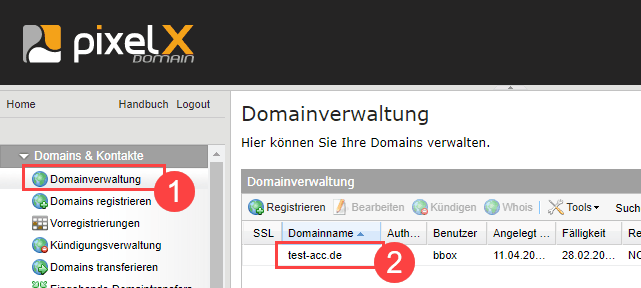 AutoDNS Domainverwaltung