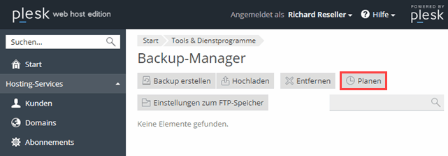 Plesk Backup-Manager regelmäßige Backups planen