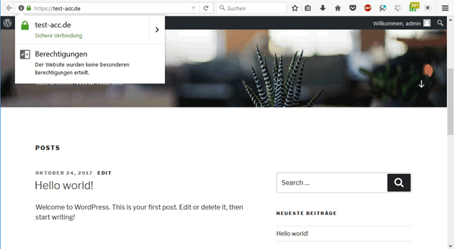 WordPress Website mit SSL Zertifikat im Browser als sichere Website