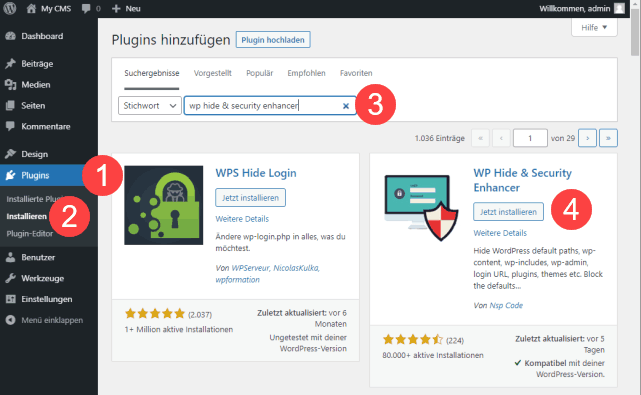 WordPress Plugin WP Hide & Security Enhancer installieren